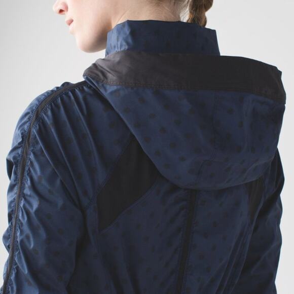 Lululemon Gather And Sprint Jacket Ghost Dot Deep Navy Black / Black Size 8 - Picture 3 of 14